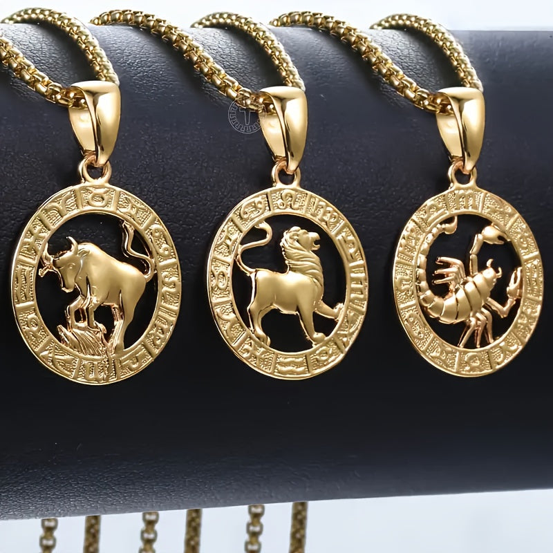 Women'S Men'S Pendant Necklaces 12 Horoscope Zodiac Sign Golden Aries Cancer Scorpio Aquarius Taurus Leo Gemini Virgo Libra Sagittarius Capricorn Pisces 12 Constellations Jewelry Gifts Perfect Birthday Christmas Valentine'S D